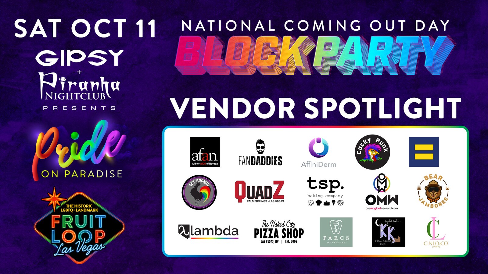 2025 vendor spotlight — AFAN, FanDaddies, AffiniDerm, QuadZ, tsp. baking, OMW, Bear Landmark, Lambda, Naked City Pizza, PARCS and more